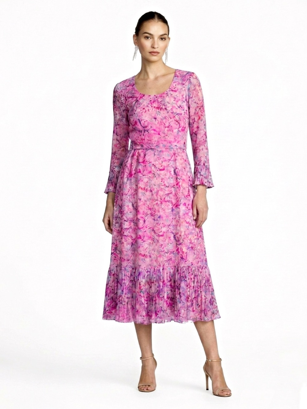 Vintage Posh by Jay Anderson Pink Floral Midi Dress Size 2
